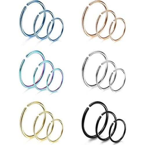 JUNLOWPY Stainless Steel Nose Hoop Rings Circle Nose Stud Lip Tragus Piercing Cartilage Helix Earrings Sexy Body Jewelry 100pcs
