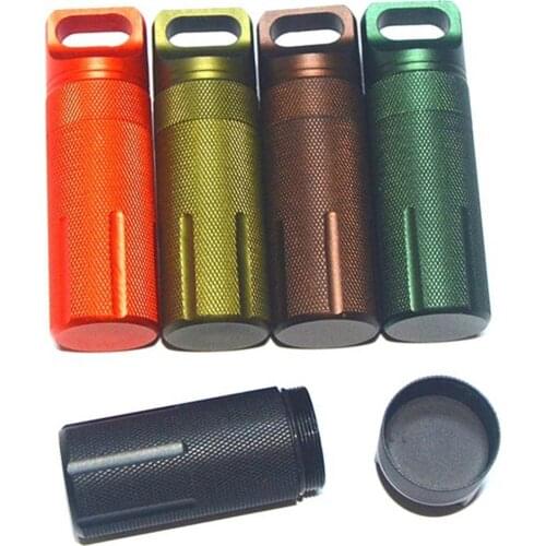 Mini Bottle Outdoor Aluminium Alloy Waterproof Medicine Pills Storage Bottle Keychain Capsule Container Key Holder