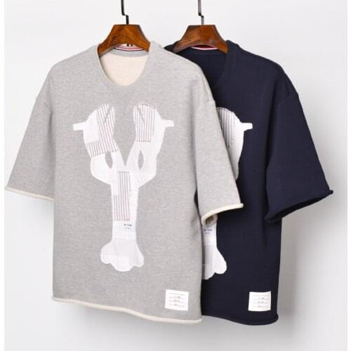 2021 Fashion TB THOM Brand T-Shirt Men Patch Hole Loose Mens Clothing Hip Hop Bat Sleeve Summer O-neck Cotton Shirts