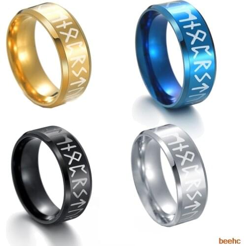 Nordway viking runes stainless steel rings for women men amulet slavic ring for women men punk fashion trend finger ring jewelry