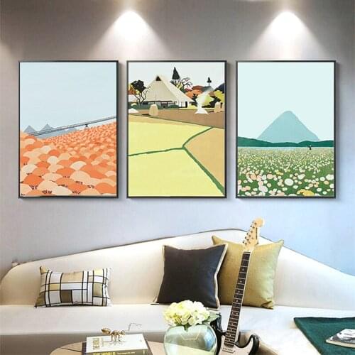 Wall Art Painting Canvas Print Landscape Picture Japanese Style Small Fresh Forest Decoration Painti Living Room No Frame
