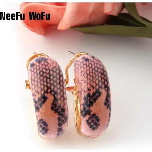 NeeFu WoFu printing Earring red Snake Printed Earring for Woman Metal Ear Ring Large wholesal Brinco Accessories Oorbellen