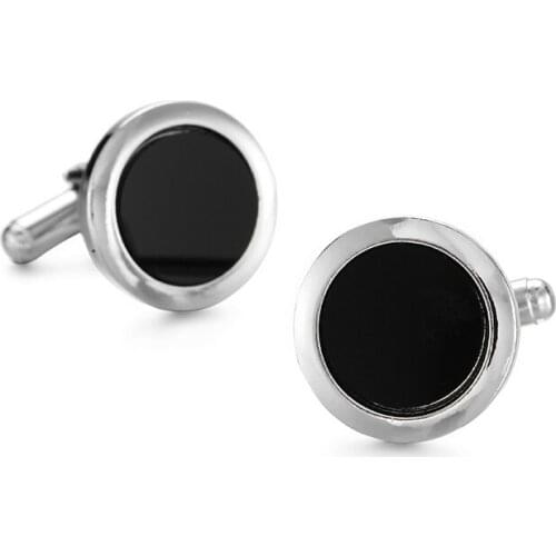 New Simple Style Black enamel Rectangle Cufflinks Mens Shirt Cuff Button Christmas Gifts for Men Laser Plating Cuff link gemelos