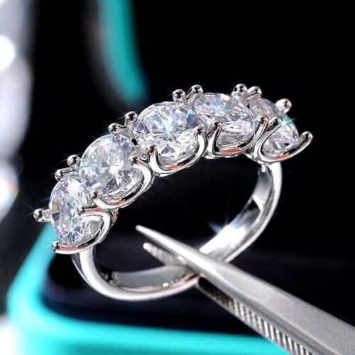 New Fashion Round Row Zircon Female Proposal Ring European and American Fashion Engagement Party Prom Gift Ring Female Jewelry