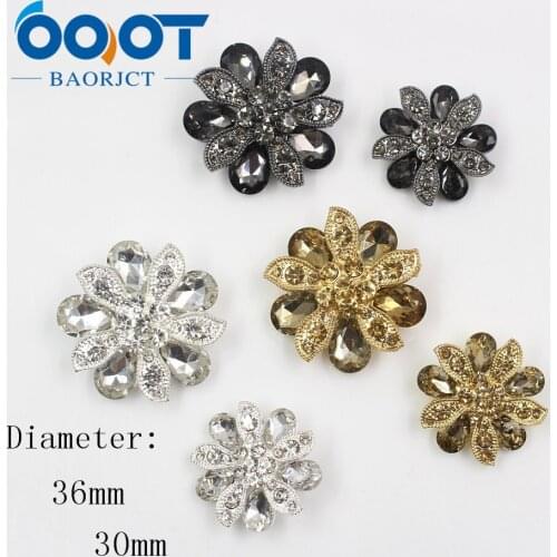 OOOT BAORJCT 1711112 1 pcs, Acrylic metal jewelry diamond buttons,flower patterns buttons , garment accessories DIY materials