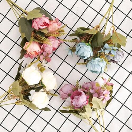 30cm Peony Silk Flower Artificial Flowers Bouquet 5 Heads Cheap Fake Flowers for Home Wedding Decoration indoor