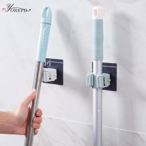 OYOREFD Strong Wall Mounted Broom Holder Kitchen Bathroom Mop Holder Multi-function Umbrella Cleaning Tools Hanging Clip