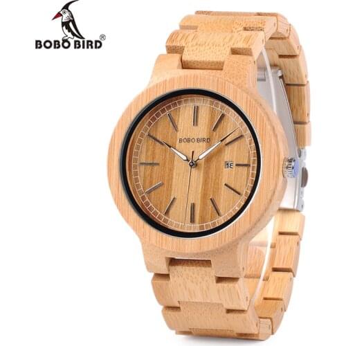 BOBO BIRD WP23 Simple Quartz Watches All Original Bamboo Wristwatch With Date Display for Men Women