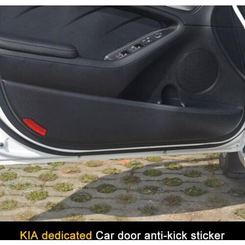QHCP Carbon Fiber Car Door Side Edge Protector Pad Anti-kick Anti-dirty Cover Stickers 4pcs for KIA Series K2 K3 K5 KX3 Forte