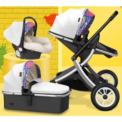 Luxury Baby Stroller 3 in 1 X Design Cart Portable Travel Baby Carriage Fold Pram Aluminum Frame High Landscape Car for Newborn