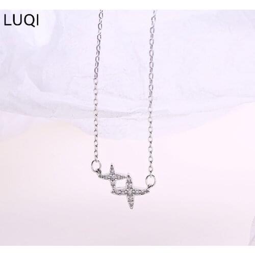 S925 silver light luxury niche simple temperament flashing diamond four-pointed star necklace N47