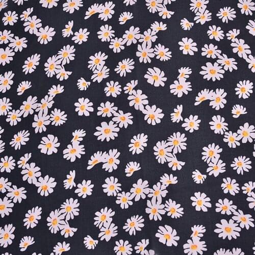 Little Daisy Chiffon Printed Fabric Spring Summer Shirt Tops Dress Halter Top Cloth by Meter Material for Sewing Home Textile