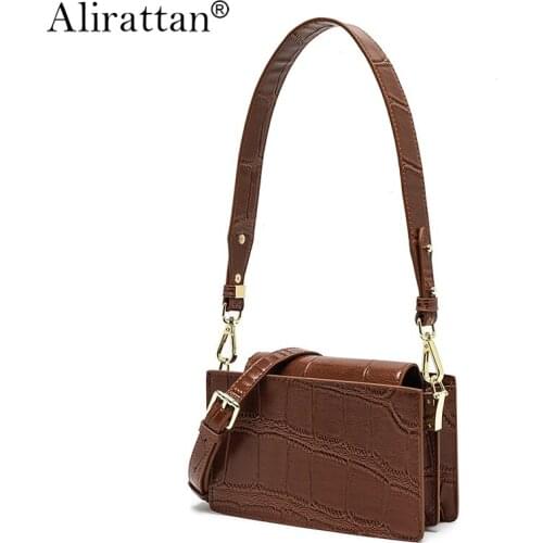 New Crocodile Pattern PU Leather Crossbody Bag For Women 2021 Fashion Design Luxury Stone Shoulder Bag Travel Shopping Bag