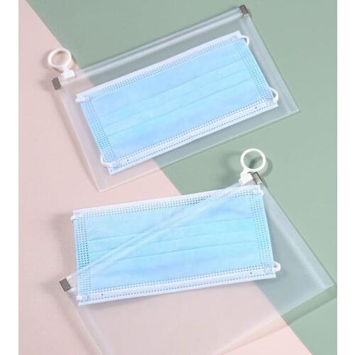 5pcs Portable Disposable Mask Storage Bag Waterproof Dustproof Moisture-Proof Travel Pouch Face Cover Packaging Box