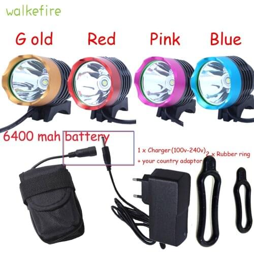 Walkfire 2200 Lumen XML T6 LED Bicycle Light Headlamp Bike HeadLight Lamp Flashlight With 6400mAh or 10000mAh Battery & Charger