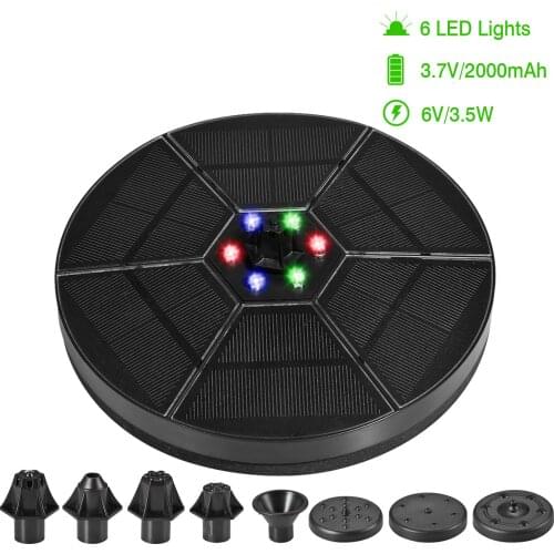 LED Solar Fountain Pump 3.5W 6V Portable Floating Solar Powered Water Fountain Pump For Birdbath Backyard Pond Pool Garden Decor