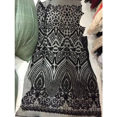 SYJ-102140 African lace fabric of full Sequins chemical lace fabric for nigeria wendding dress