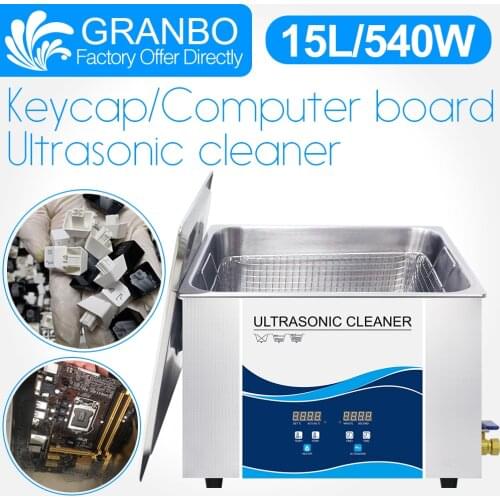 Granbo Key Cap Ultrasonic Cleaner 15L 540W With DEGAS Heating Ultrasonic Bath For Keyboard Computer Board Mother Board PCB Board