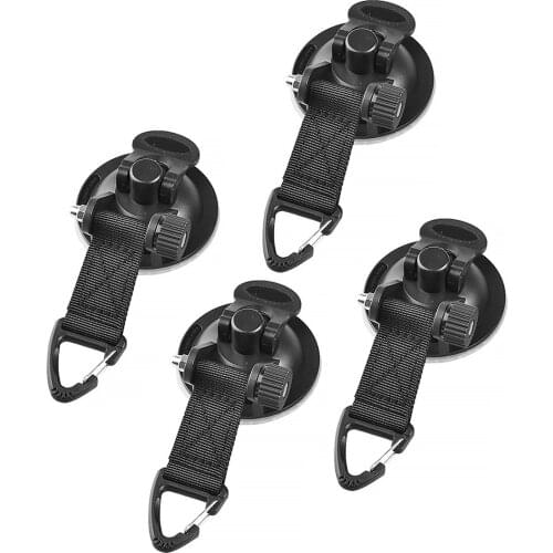 Universal 4Pcs/Set Black Strong Suction Cup Anchor Securing Hook Tie Down Camping Tarp Boat Car Side Awning