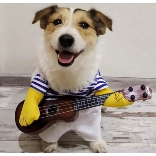 Funny Pet Guitar Player Cosplay Dog Cat Costume Guitarist Dressing Role Play Clothes Halloween Christmas Special Events Costumes