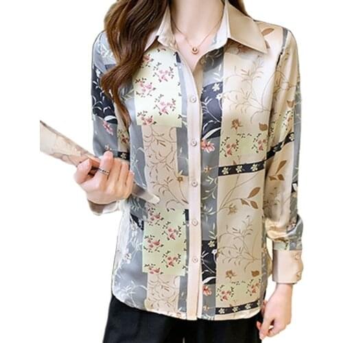 New chic flower print Womens Blouses elegant ladies shirts 2021 Spring Autumn Long Sleeve Shirts Tops Blusas Mujer