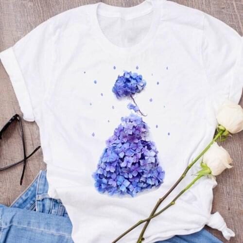Women Graphic 90s Cartoon Floral Flower Kawaii Ladies Clothes Lady Clothing Female Tees Print Tops T Shirt Womens T-Shirt