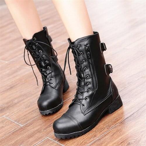 Female western boots Autumn ankle boots for women platform military motorcycle boots retro women boots booties Martin boots