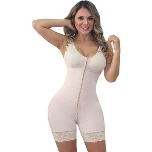 Womenss Skims Beige Buttoned Waist Trainer Body Shaper Lace Side Zipper Ladies Underwear Fajas Reductoras Y Modeladoras Mujer