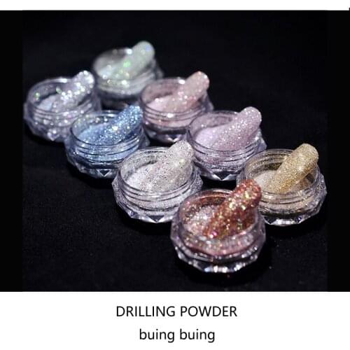 1Box Sparkling Diamond Nail Powder Laser Silver Reflective Nail Glitter Dust Fine Shiny DIY Nail Art Decoration