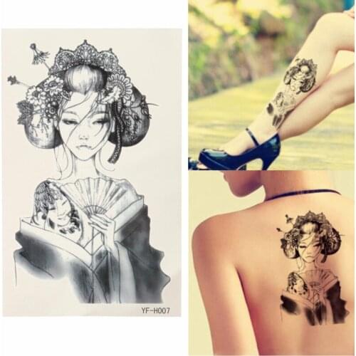 1 pcs Beautiful Design Removable Waterproof Japan Geisha Temporary Tattoo Sticker Arm Leg Body Art Stickers