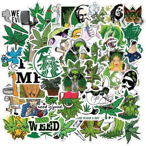 10/30/50PCS Funny Characters Leaves Weed Smoking Graffiti Stickers Bike Travel Luggage Guitar Laptop PVC Waterproof Cool Sticker