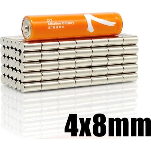 20/50/100pcs 4x8 mm Search Minor Diameter Magnet 4mmX8mm Bulk Small Round Magnets 4x8mm Neodymium Disc Magnets 4*8 mm