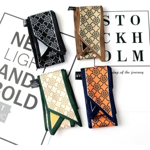 90cm*6cm Small pattern spell color fashion ribbon silk scarves scarf spring/summer bag scarf women skinny scarf