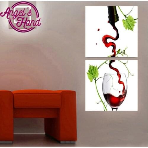 Wholesale Hot Red wine cup 5D diamond embroidery diy spuare&round diamond Mosaic cross stitch resin paste painting decorative