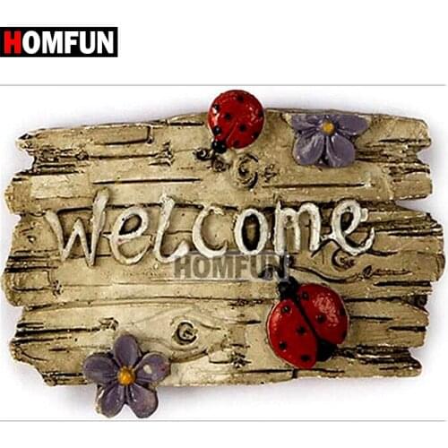 HOMFUN 5D DIY Diamond Painting Full Square/Round Drill "Welcome" Embroidery Cross Stitch gift Home Decor Gift A07765