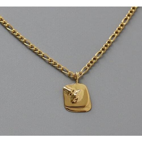 Amaiyllis 18k Gold Human Abstract Relief Face Clavicle Necklace Exaggeration Figaro Chain Collar Statement Necklace Jewelry