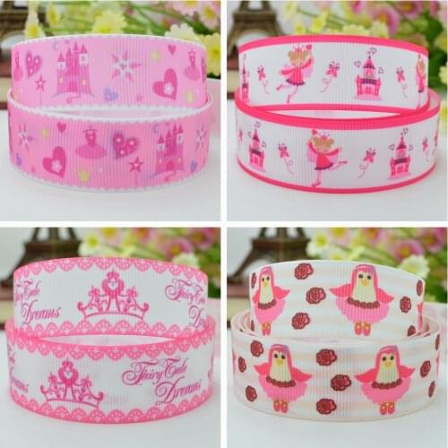 10 Yards 22mm 7/8" Princess ballet Cute Girls cartoon Printed grosgrain ribbon hair bow DIY hair accessories retail B0929