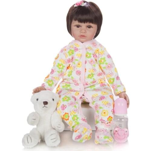 Bebes Fashion Reborn Baby Doll 60 cm Silicone Soft Stuffed Doll Baby Reborn Boneca Menina Lifelike Bebe House Play Toy Kid Gift