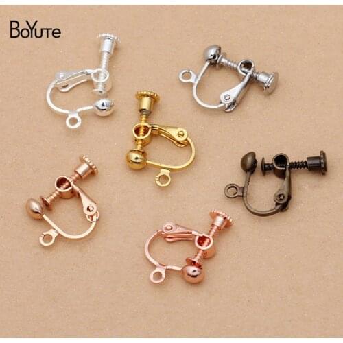 BoYuTe (50 Pieces/Lot) Clip Earrings without Piercing Metal Brass U Shaped Screw Earrings Jewelry Accessories