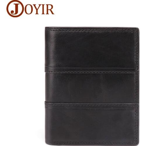 JOYIR Genuine Leather Men Wallets Vintage Mens Wallet Business Cowhide Short Wallet Coin Purse Money Credit Card Holder Purse