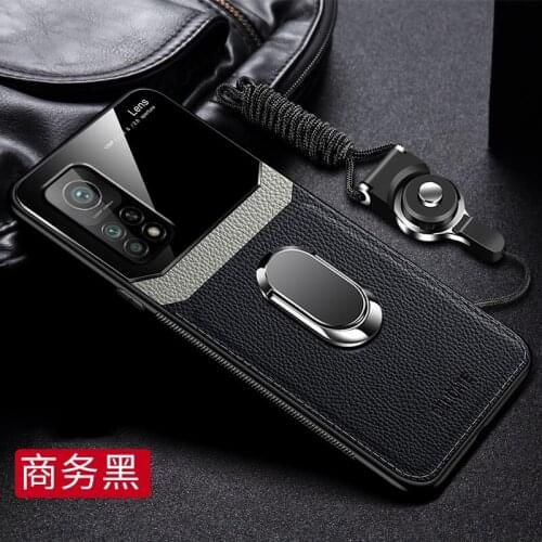 For Xiaomi Mi 10T Pro Case Luxury Leather+hard PC With Stand Ring protective Back Cover Case for xiaomi mi 10t mi10t pro shell