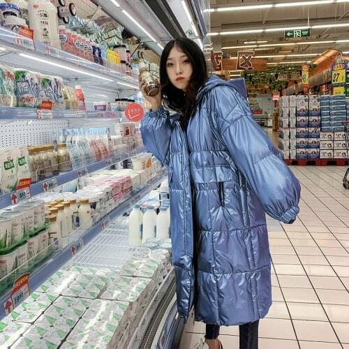 Long Parka Winter Jacket Women Waterproof Fashion New Bright Face Down Cotton Koreaning Loose Thicken Hooded Warm Female Coat