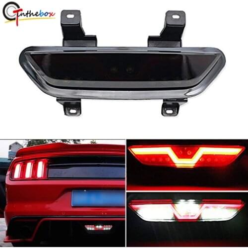 Gtinthbox Smoked Lens All-In-One Full LED Red/White Rear Fog Light Kit (Brake Backup Reverse Functions) For 2015-up Ford Mustang