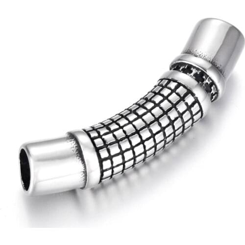 Stainless Steel Curved Tube Connector Charms Polished 6mm Blind Hole Link Bracelet Component DIY Accessories Jewelry Making