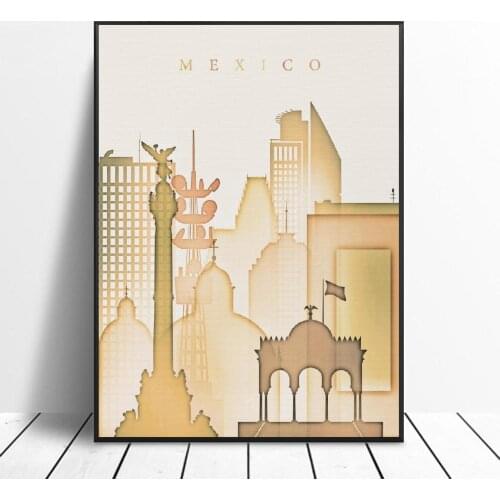 Mexico City Skyline Canvas Painting Wall Art Pictures Prints Home Decor Wall Poster Decoration for living Room