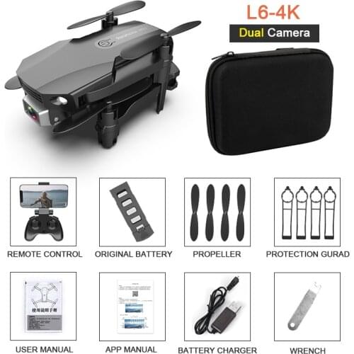 L6 4K HD Mini Aerial Drone With Dual Camera LED Lights Real-time Transmission Headless Mode Height Hold Remote Control Drone