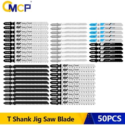 CMCP 50pcs Jig Saw Blade Jigsaw Blades T Shank Saw Blade for Wood Metal Cutting Tool HCS Steel Saw Blade
