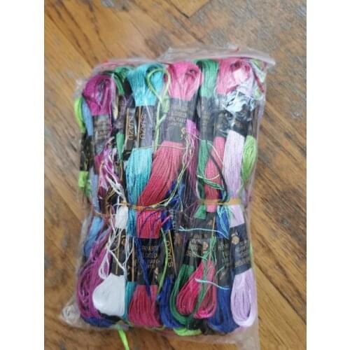 Hot selling similar dmc thread silk threads Cross Stitch Cotton Embroidery Thread Floss Sewing Skeins Craft Dofferent Colors 9