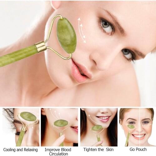 Double Head Facial Massage Roller Jade Face Slimming Body Head Neck Lifting Tool Facial Massage Roller Stone Beauty Care Tools