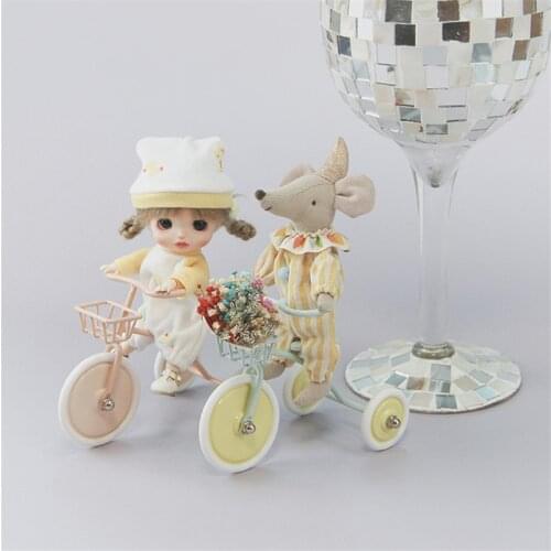 Aizulhomey Nordic Mini Iron Tricycle OB11 BJD Mental Doll Furniture 1/12 1/8 Blyth Lol Accessories GSC Photo Props Baby Toy Gift